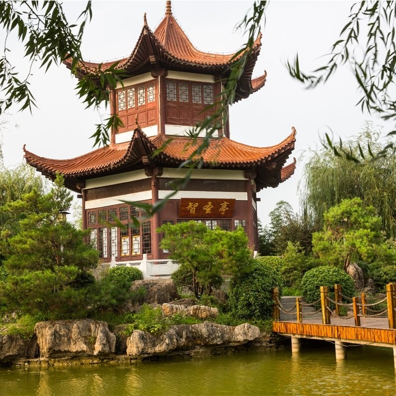 Doppeltes Geschoß glasig-glänzender Dachplatte sechseckiger Gazebo-Pavillon für Park und Landschaft
