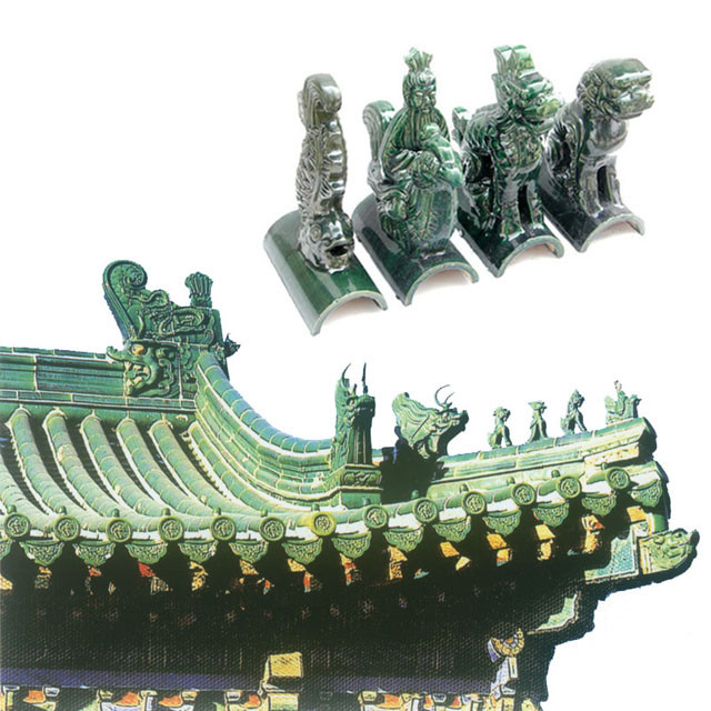 Dragon Beast Chinesische Decorationen für das Dach Verglasung Farbige Oberfläche für das Dach handgefertigt