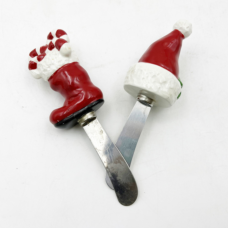 Weihnachts-Weihnachts-Stiefel Handgemalte Handgriffe mit Edelstahl-Klinge Käse-Spreader Butter-Spreader