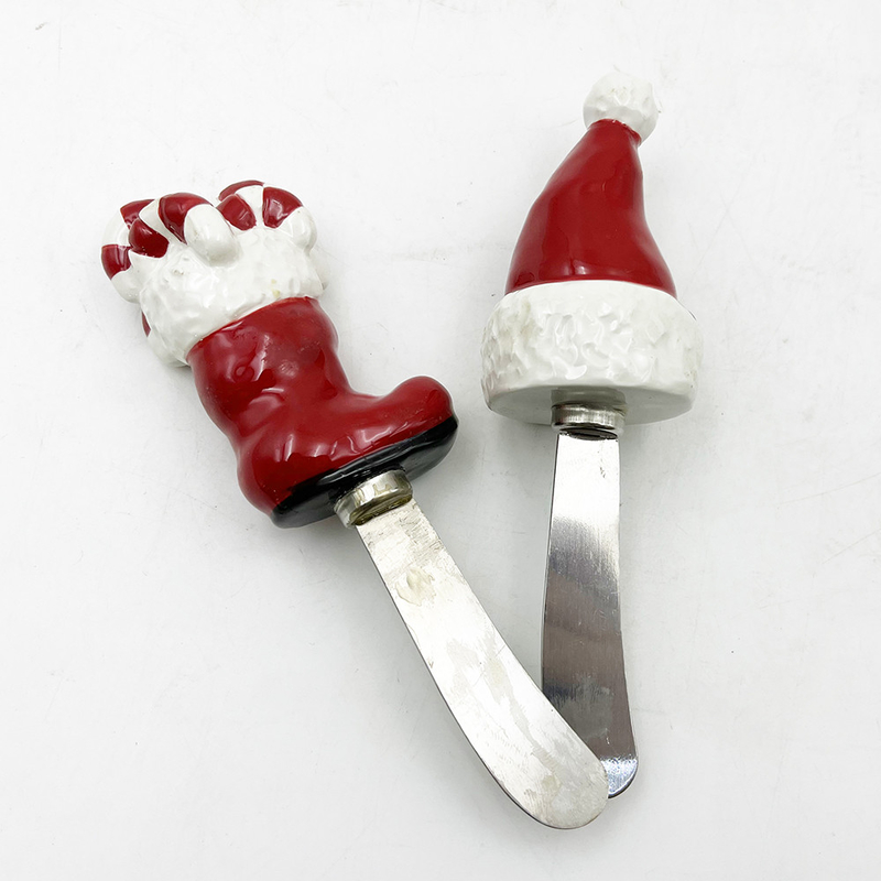 Weihnachts-Weihnachts-Stiefel Handgemalte Handgriffe mit Edelstahl-Klinge Käse-Spreader Butter-Spreader
