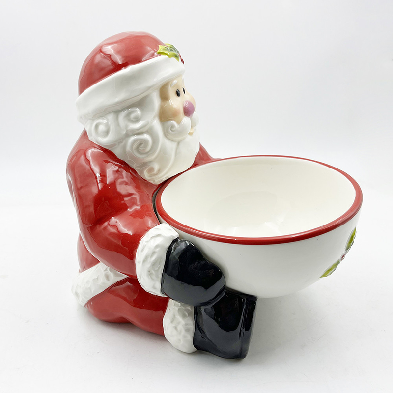 Handgemalte Keramik-Süßigkeiten mit Weihnachtsmann-Handschuh
