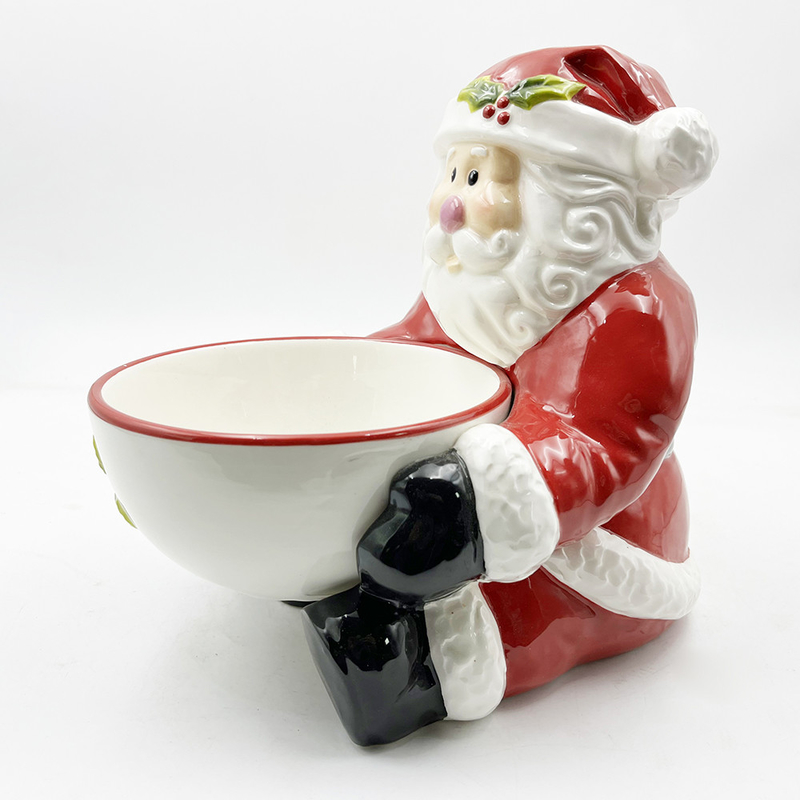 Handgemalte Keramik-Süßigkeiten mit Weihnachtsmann-Handschuh