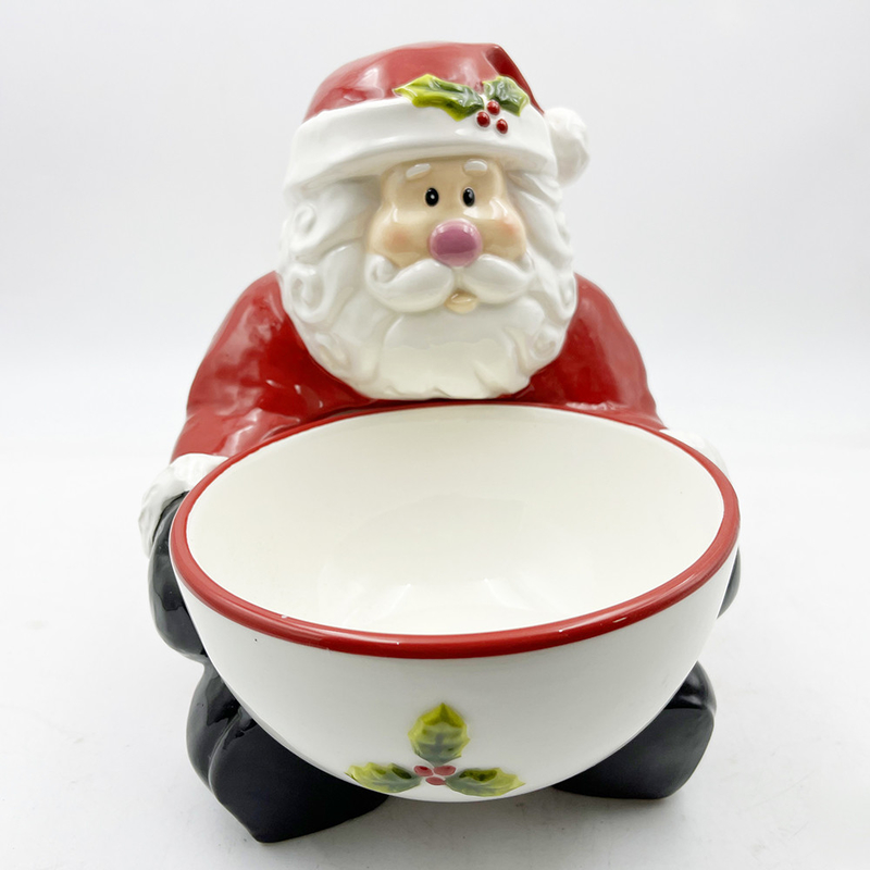 Handgemalte Keramik-Süßigkeiten mit Weihnachtsmann-Handschuh