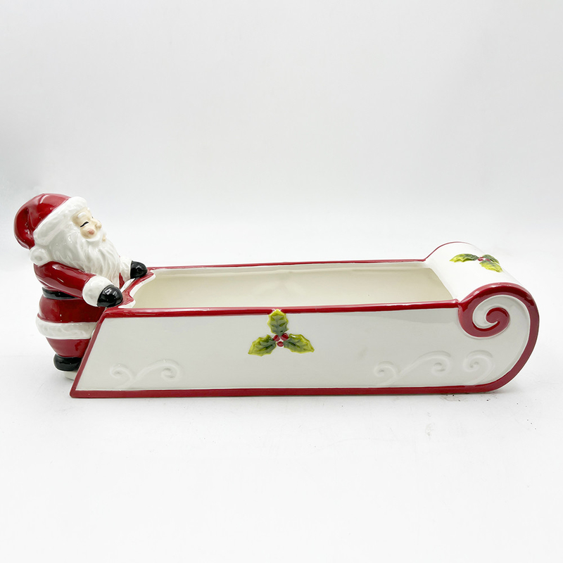 Handgefärbter Keramik-Cookie-Halter Weihnachtsmann-Schneemann-Süßigkeiten Schüssel Festliche Wohnkultur