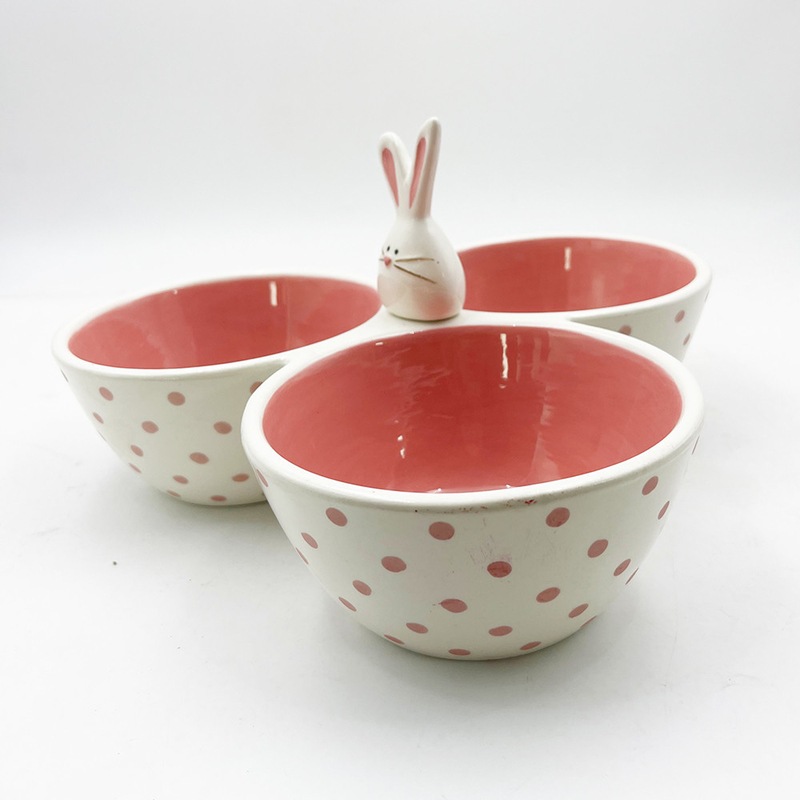 Klassisches rosa, süßes Keramikmaterial, dreiteilige Portionsschüssel