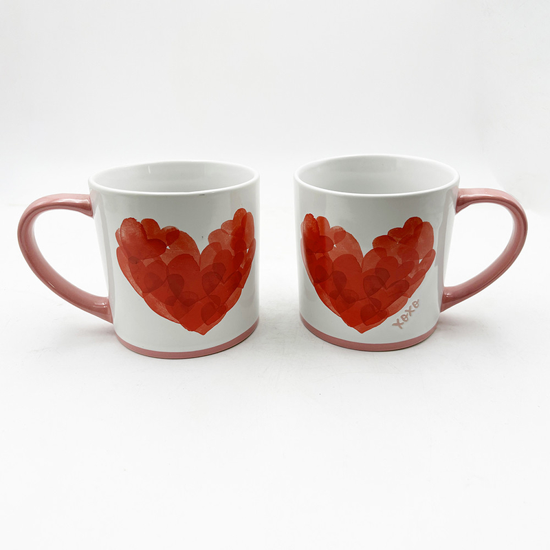 Valentinstag Gemaltes Herz Keramikhandwerk Produkte Becher Paar Geschenk Für Zuhause Und Café