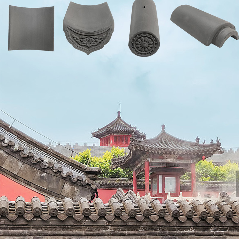 Matte Chinesische Antike Tempelfliesen Graue Lehmdachfliesen Hohe Festigkeit UV-beständig für Kulturgebäude