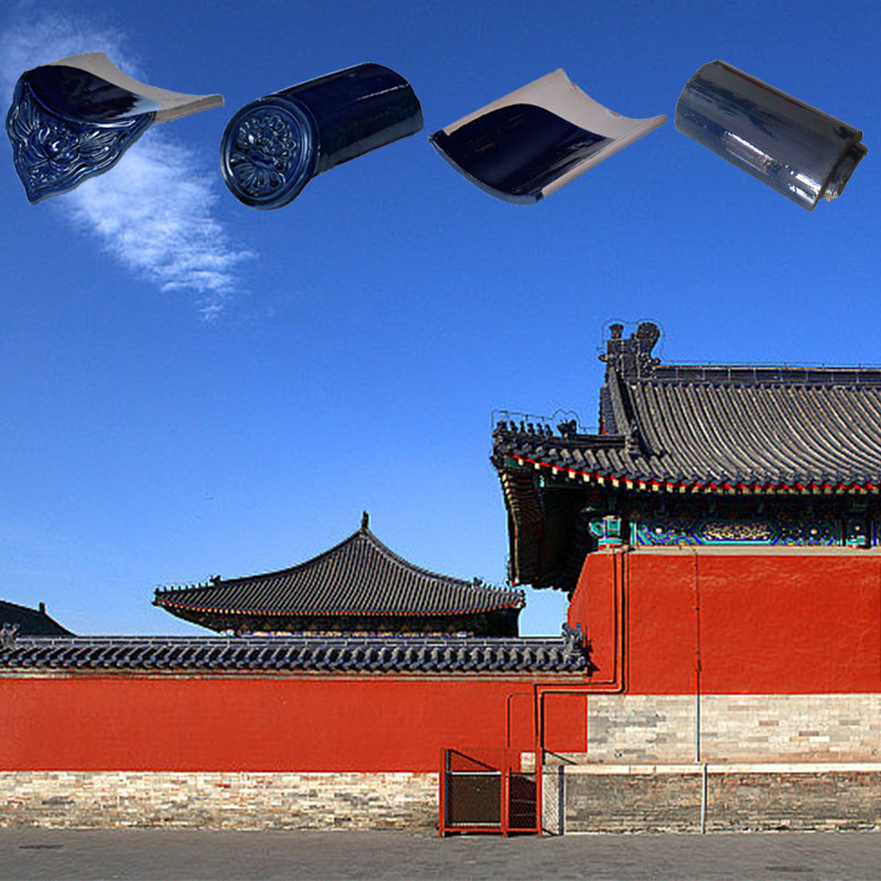 Chinesische Glasdachfliesen Glanzblau Hohe Haltbarkeit für traditionelle und moderne Häuser Baustoff