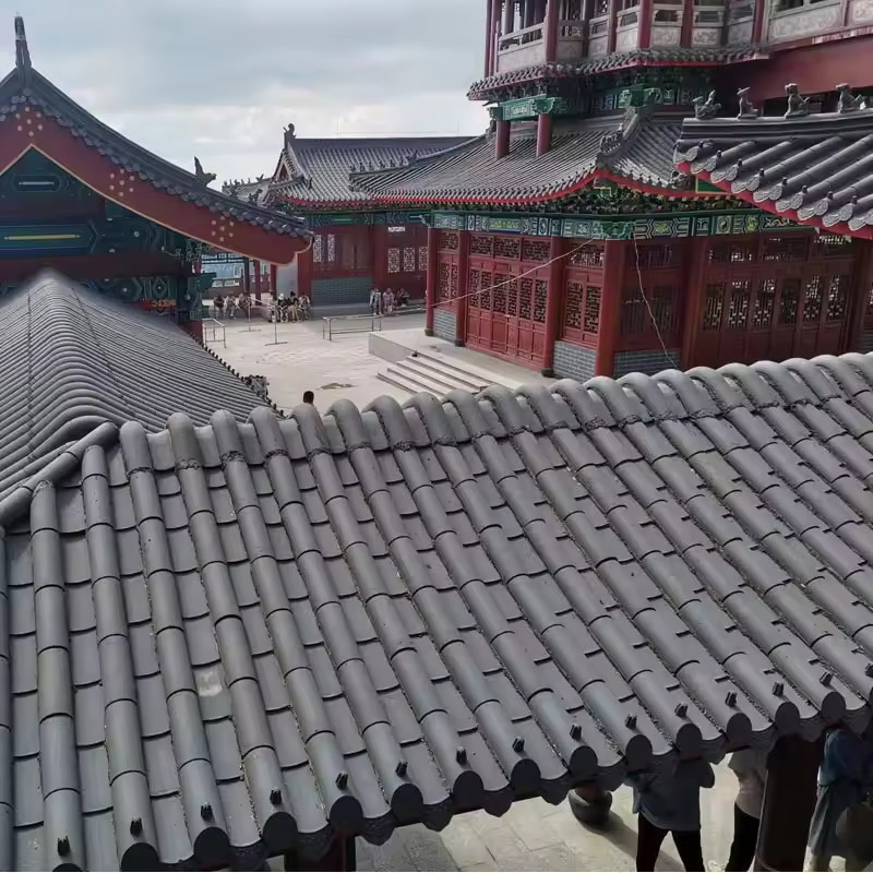 Chinesisches buddhistisches Kloster Gebäude Tempel Dachfliesen Matte Oberfläche Lehm Dachdekoration