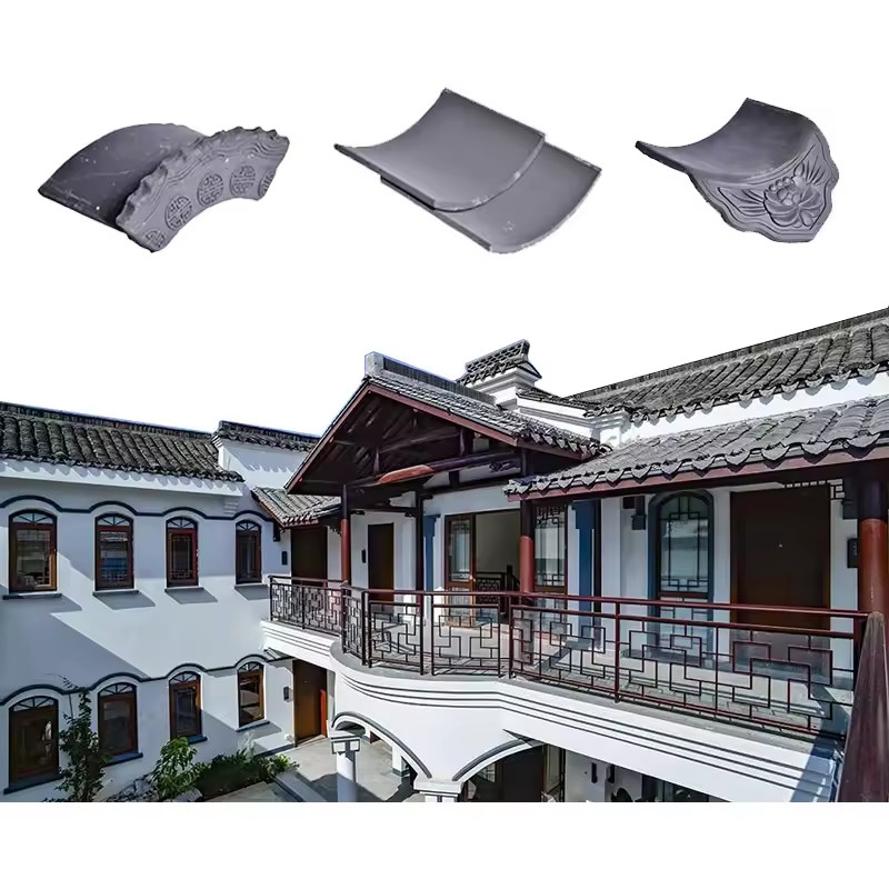 Restaurant im chinesischen Stil Innenraum Außenpavillon Dachdesign Traditionelle Lehmdachfliesen Grau