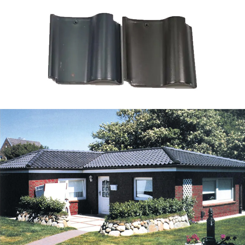 S-Typ Spanische Dachplatten Keramikblech Material Dunkelgrauer wasserdichtes Dachmaterial