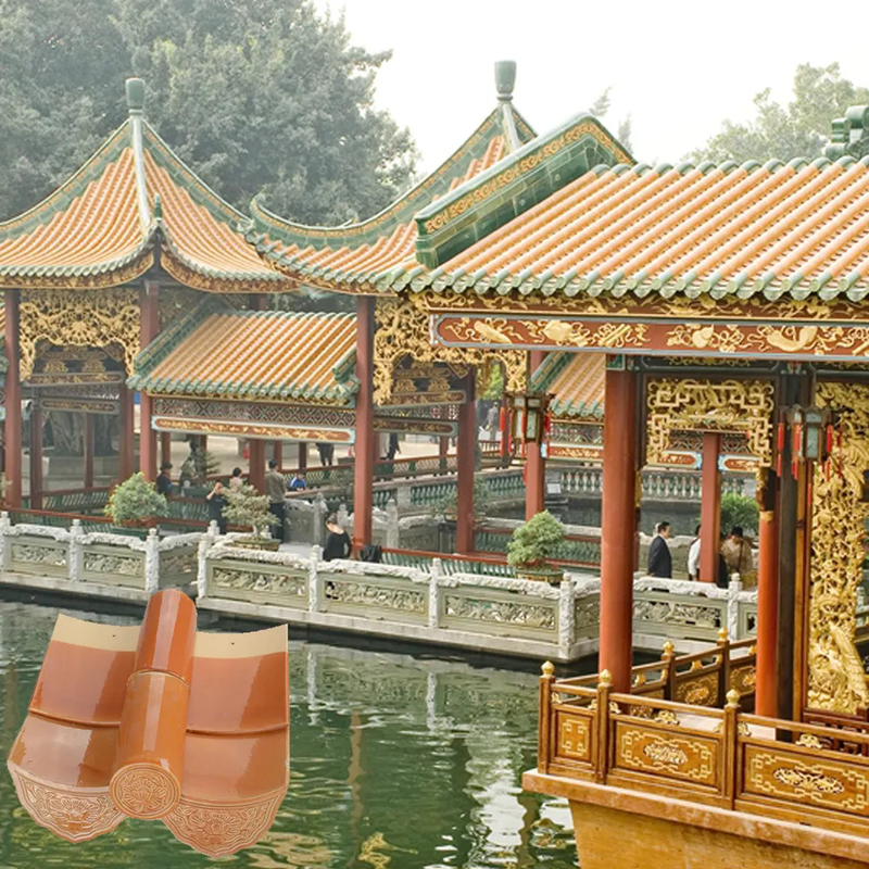 Klassische Terrakotta-Dachfliesen aus chinesischen Tempeln Glanz Vielfalt an Größen Farben