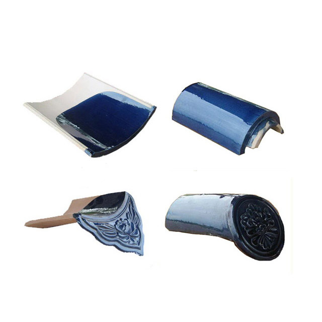 Dachfliesen Keramikmaterial Blau verglaste Tempeldachfliesen kundenspezifische Farbe Blumenmuster