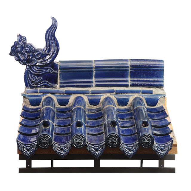 Dachfliesen Keramikmaterial Blau verglaste Tempeldachfliesen kundenspezifische Farbe Blumenmuster