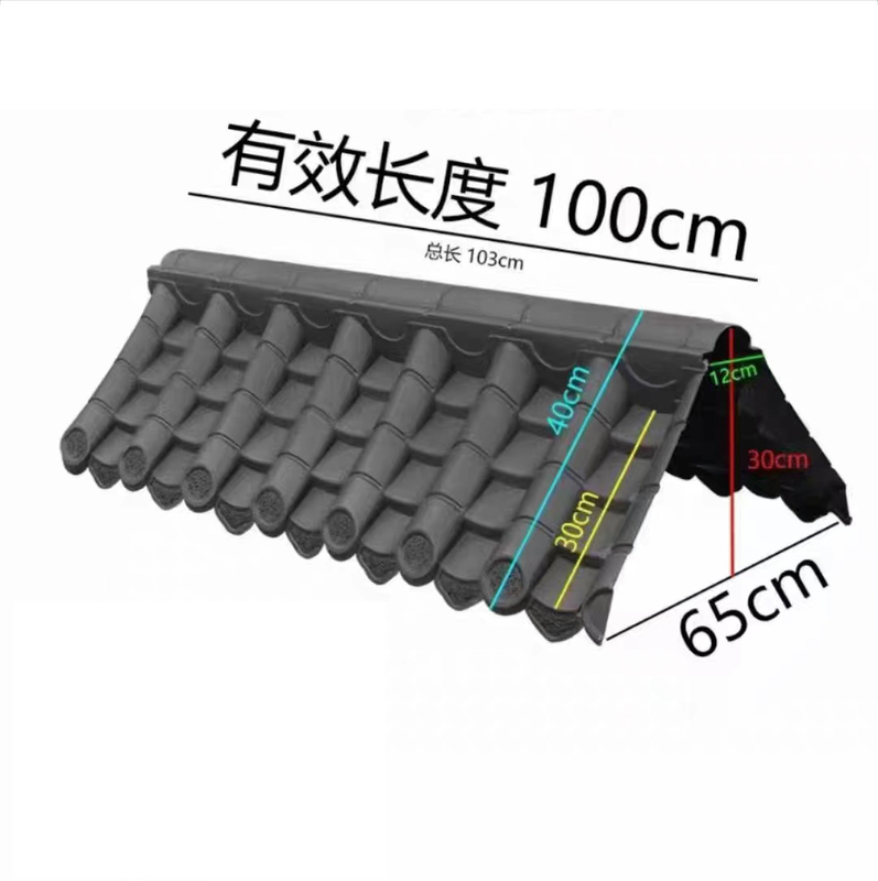 Traditionelle chinesische Dach PVC-Dachplatten Kunststoffdach Eckdekoration für Wandtor