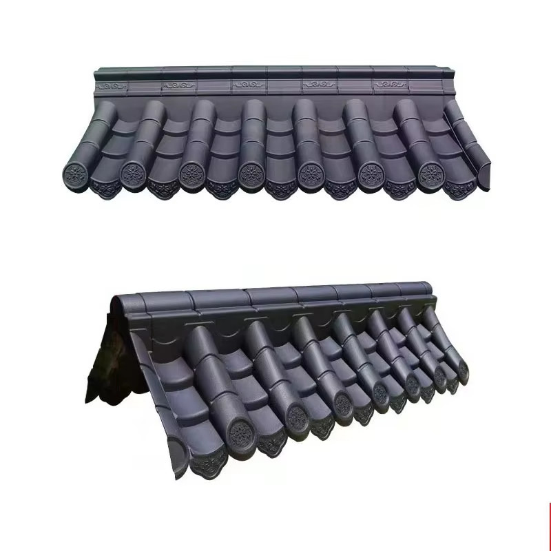 Traditionelle chinesische Yin-Yang-Plastikfliesen Dachschindel koreanische Dachplatte PVC synthetisch
