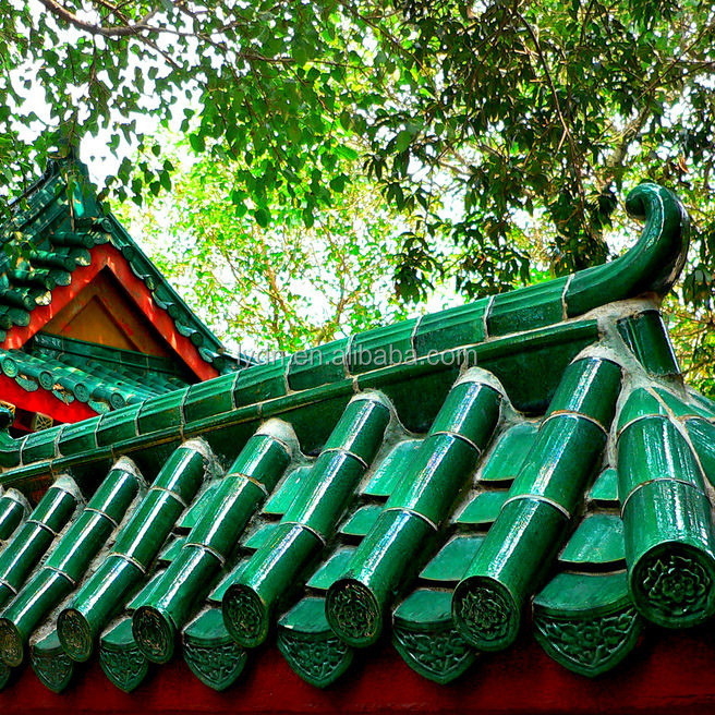 Dunkelgrüne Dachfliesen im asiatischen Stil perfekt für antike Baumaterialien in Gartenbauten
