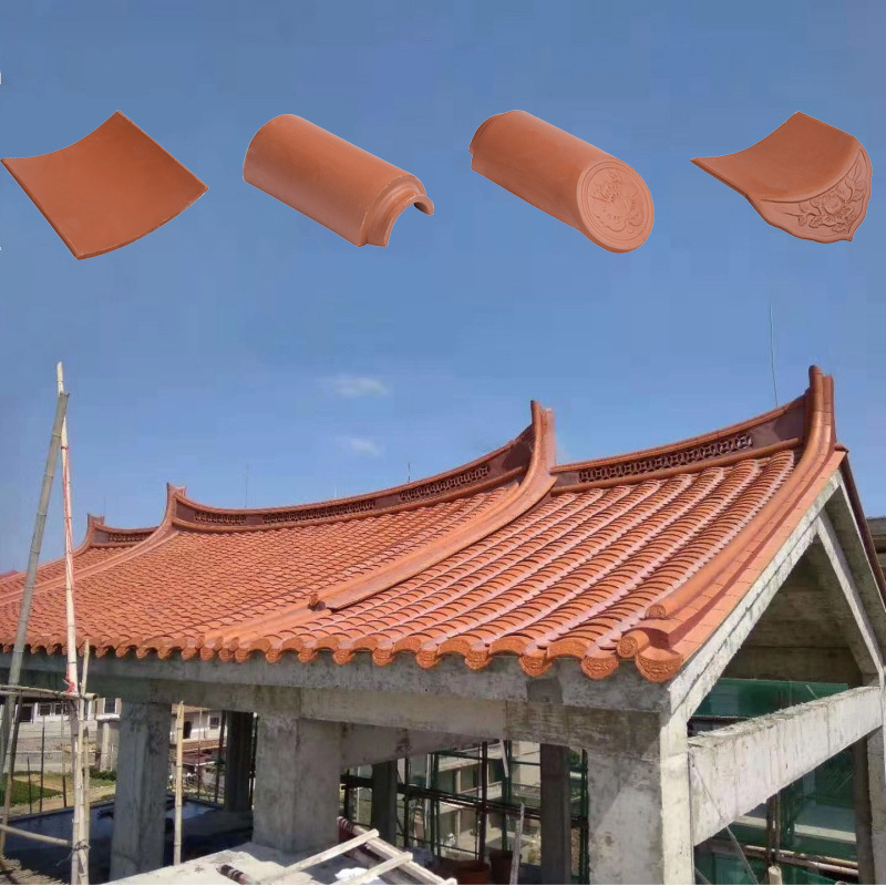 Chinesische natürliche rote Ton-Dachziegel für Gartenpagodenhaus Terrakotta-Dachmaterial
