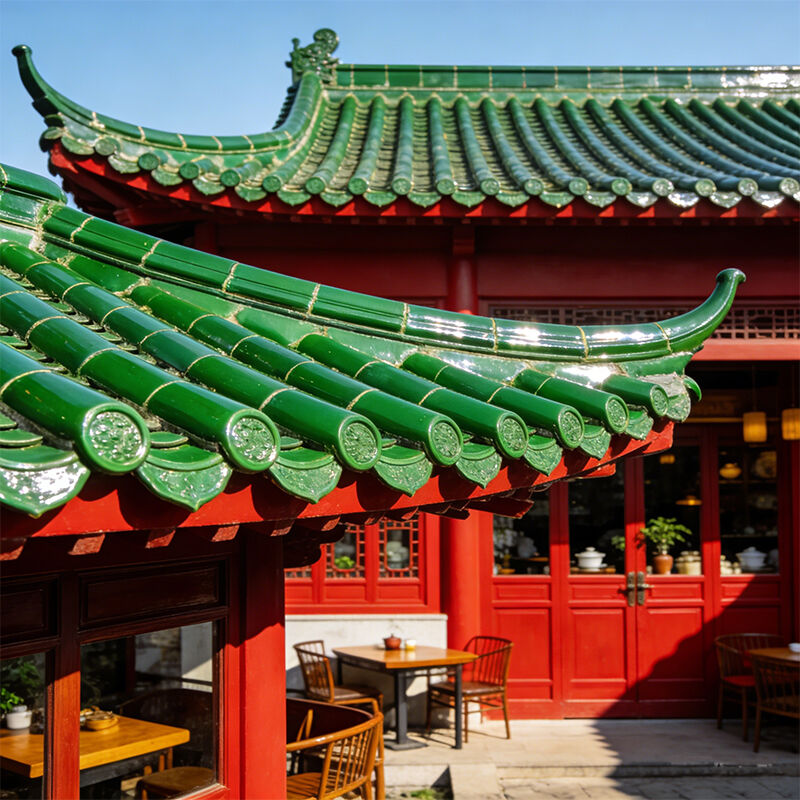 Chinesische traditionelle grüne Glasdachfliese Jade Grüne handgefertigte Lehm Glasfliese feuerdichte wasserdichte für asiatische Tempelvilla