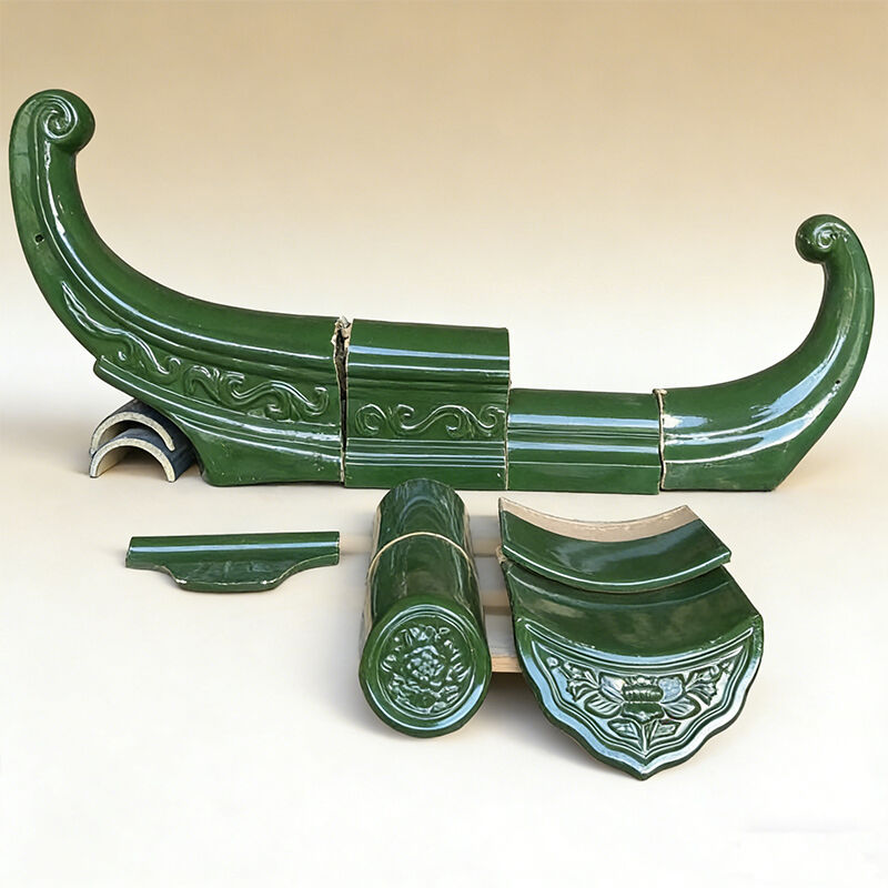 Chinesische traditionelle grüne Glasdachfliese Jade Grüne handgefertigte Lehm Glasfliese feuerdichte wasserdichte für asiatische Tempelvilla