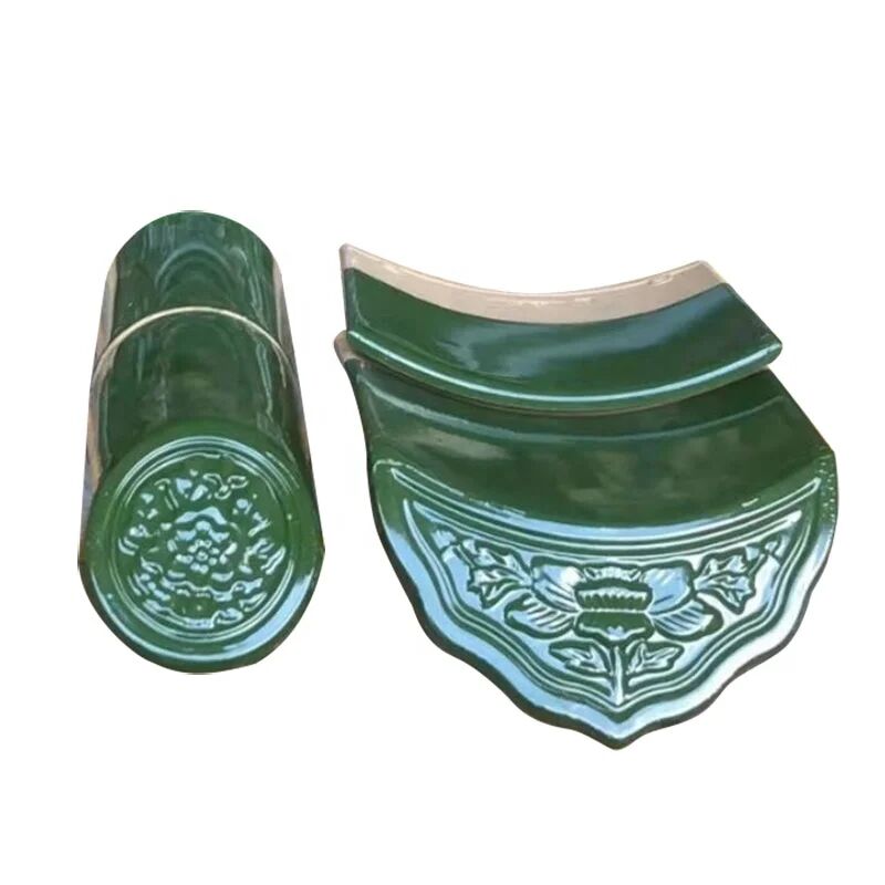 Chinesische traditionelle grüne Glasdachfliese Jade Grüne handgefertigte Lehm Glasfliese feuerdichte wasserdichte für asiatische Tempelvilla
