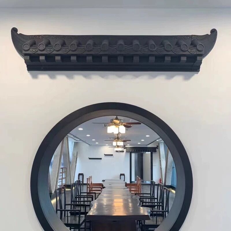 Japanese Plastic Roof Tile Eaves Tile with Mounting Bracket Black Gray Decorative Roof Panel for Wall Screens & Facades