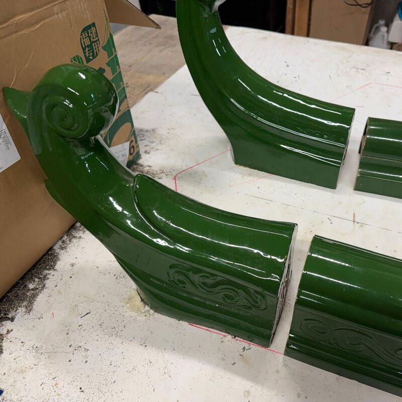 Holzrahmen Pavillon im chinesischen Stil mit grünen Glasfliesen Retro Holz Textur Innenhof Landschaft Gazebo für Balkon Naturdekor