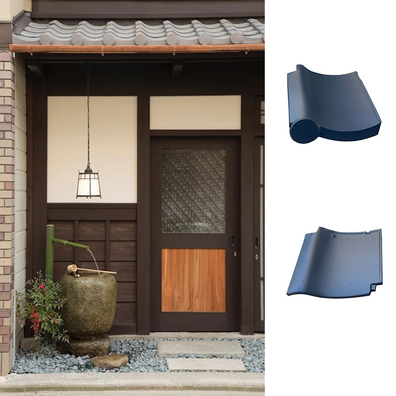 Traditionelle japanische Lehmdachfliesen wasserdichtes Dauerhaltiges Keramikdachfliesen für Tempel Villa Innenhof Gebäude Dekoration