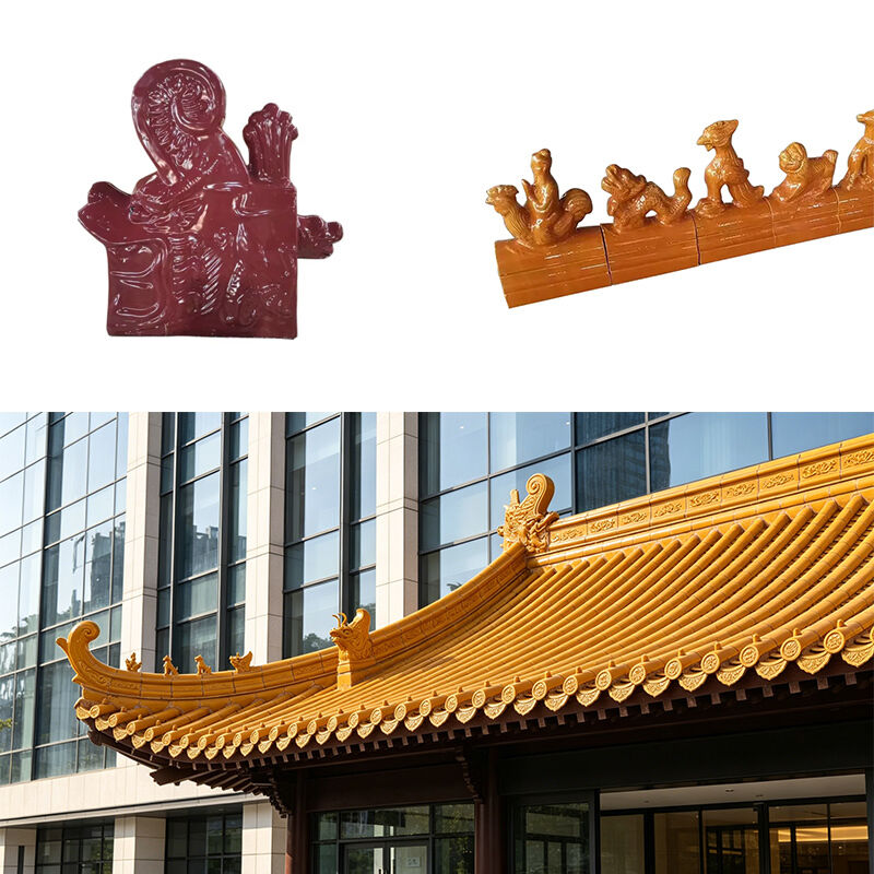 Klassische chinesische gelbe verglaste Dachfliese Hochglanz Antike Porzellanfliese Keramikdachschindel für China Stil Tempel & Garten Gazebo Haus Restaurierung