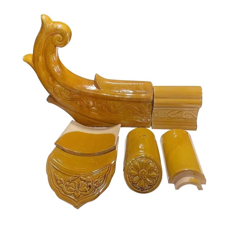 Klassische chinesische gelbe verglaste Dachfliese Hochglanz Antike Porzellanfliese Keramikdachschindel für China Stil Tempel & Garten Gazebo Haus Restaurierung