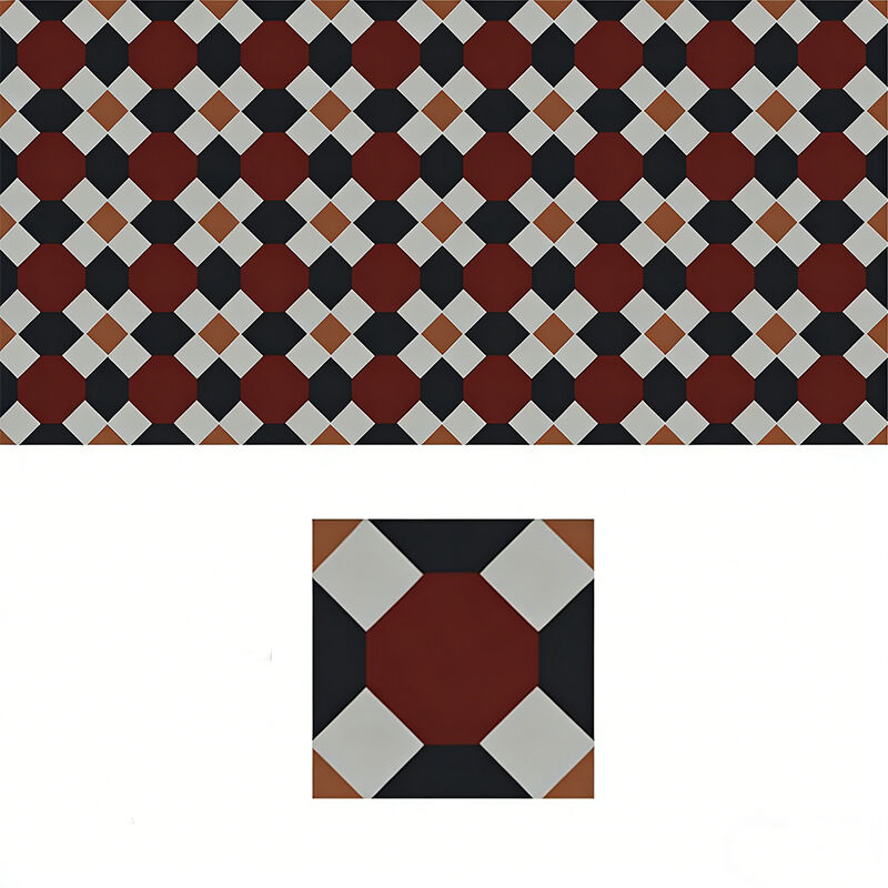 Zement-Badezimmer-Boden-Wandfliesen 200*200mm Geometrisches Muster Moderne Innenausstattung Akzentfliesen mit Grenzen