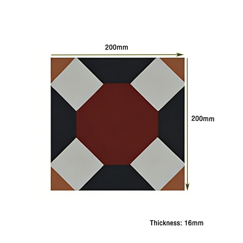 Zement-Badezimmer-Boden-Wandfliesen 200*200mm Geometrisches Muster Moderne Innenausstattung Akzentfliesen mit Grenzen