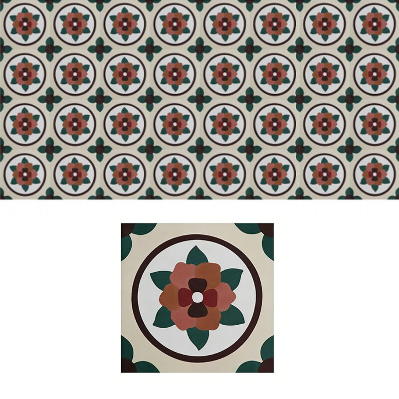 Vintage-Blumen-Zementfliesen Floral-Muster Dekorativ Wandfußbodenfliesen Für Café Hotel Heimrenovierung