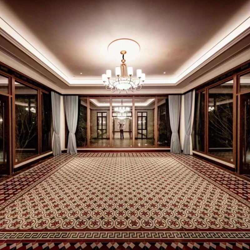 Vintage-Blumen-Zementfliesen Floral-Muster Dekorativ Wandfußbodenfliesen Für Café Hotel Heimrenovierung