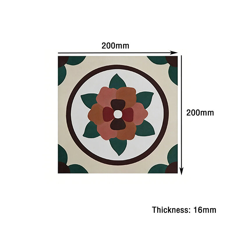 Vintage-Blumen-Zementfliesen Floral-Muster Dekorativ Wandfußbodenfliesen Für Café Hotel Heimrenovierung