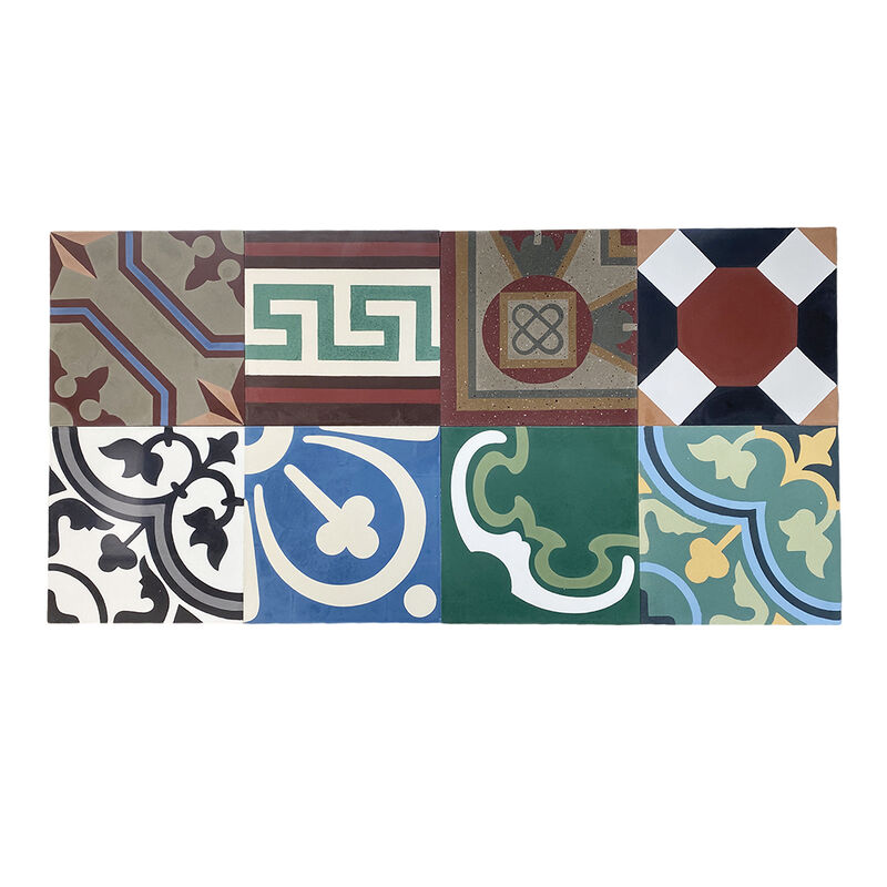Custom Retro Handgemachte Vintage Zementfußbodenfliesen Terrakotta Blumenmuster Wiederhergestellter Stil für Wohnzimmer & Balkon Bad