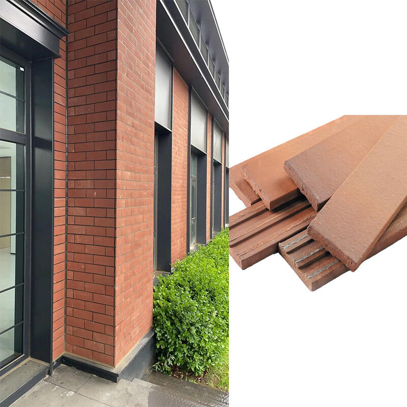 Lehm-Spaltziegel, natürliche Terrakotta-Wandverkleidung aus dünnem Ziegelstein für die Dekoration von Außenfassaden und architektonische Projekte