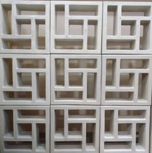 White Concrete Breeze Blocks with Pinwheel Pattern Cement Screen Vent Blocks Outdoor Decorative Patio Privacy Screen Wall
