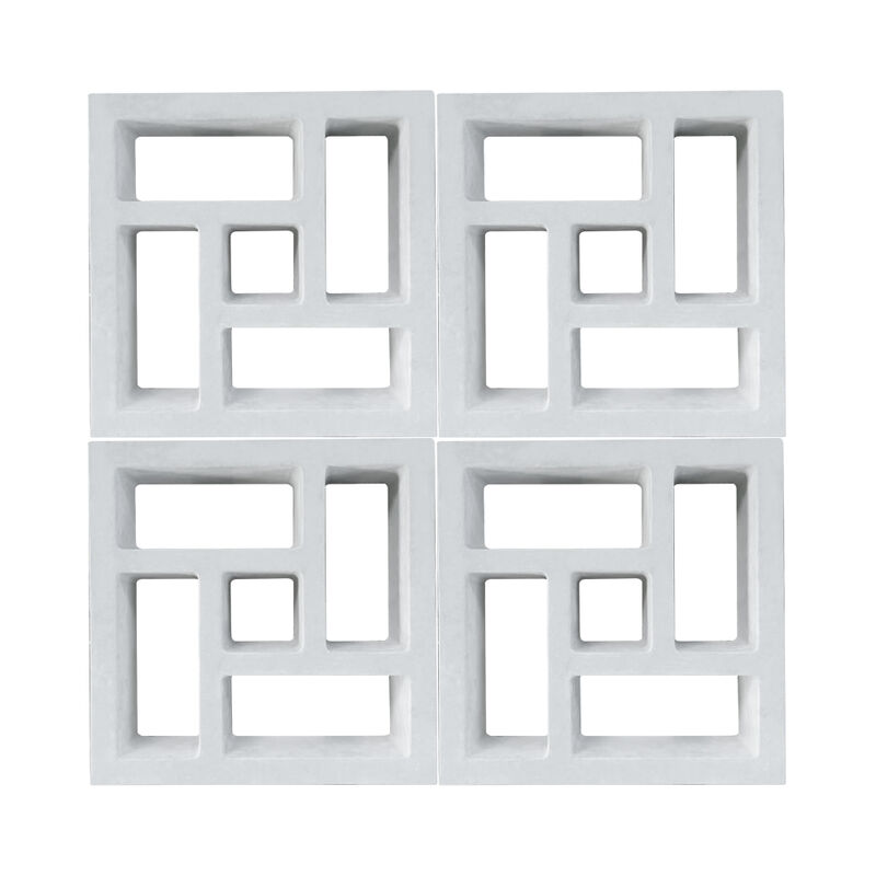 White Concrete Breeze Blocks with Pinwheel Pattern Cement Screen Vent Blocks Outdoor Decorative Patio Privacy Screen Wall