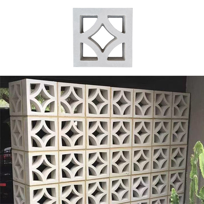 Weiße Beton-Lochsteine mit Rautenmuster, dekorative Zement-Sichtschutzsteine für Hof-Privatsphäre-Wand
