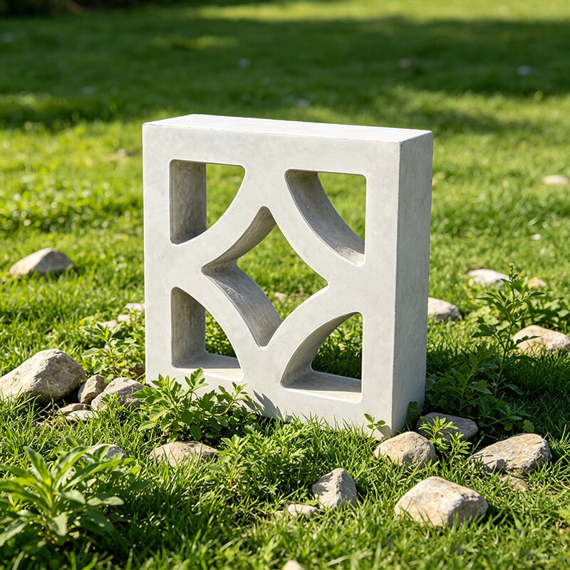 Weiße Beton-Lochsteine mit Rautenmuster, dekorative Zement-Sichtschutzsteine für Hof-Privatsphäre-Wand