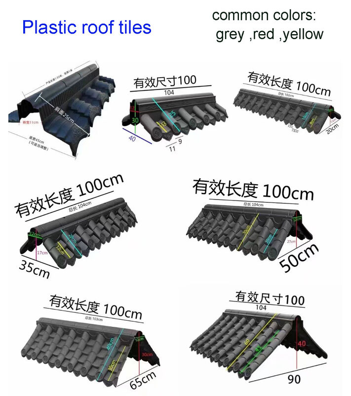 Commercial Synthetic Chinese Roof Coping Supplies Weatherproof PVC/PP Polymer Ridge & Eaves Modules for Fence & Wall Tops