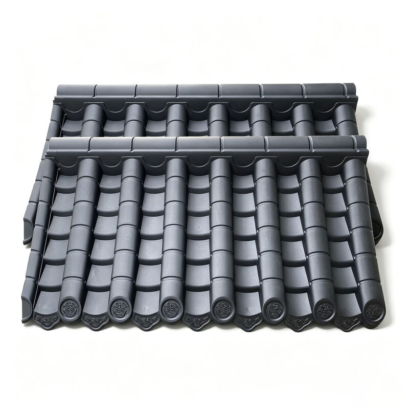 Modular Double-Sided Chinese Style Gate Canopy & Wall Dual-Sloped PP Polymer Roof Tiles Ridge & Eaves Modules 