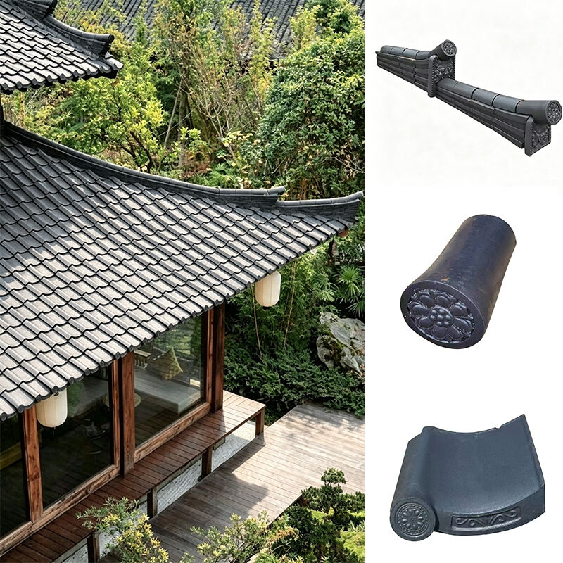 Japanischer Stil Matte Schwarze Lehmdachfliesen Traditionelles Kawara Keramiksystem für Teehäuser und Zen-Gartenstrukturen