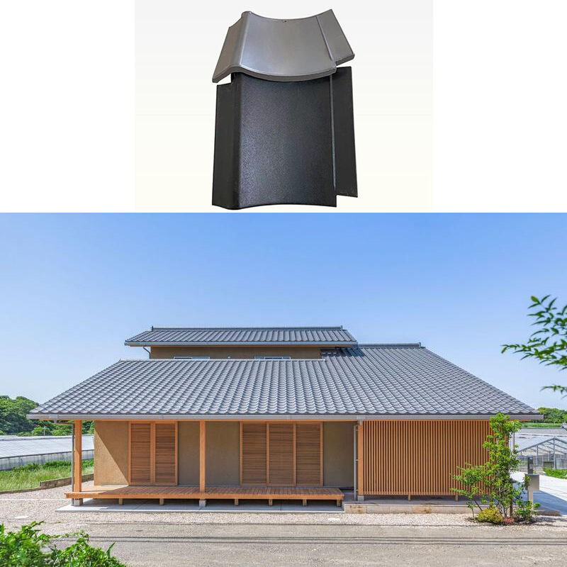 Minimalistische japanische Flachkeramik Kawara-Fliesen Matte schwarze Verriegelung von Dachfliesen für Holzrahmenhäuser