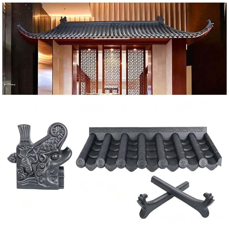 Interior/Exterior Chinese Style Entrance Gate PVC Roof Tile Kit Lightweight Plastic Canopy Panels for Hotel Lobby Portals