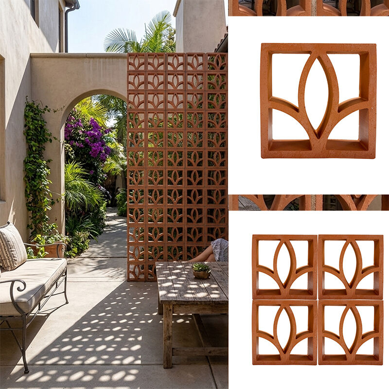 Courtyard Boundary Wall Screen Bricks Decorative Openwork Terracotta Breeze Blocks for Garden Partition Architectural Facade