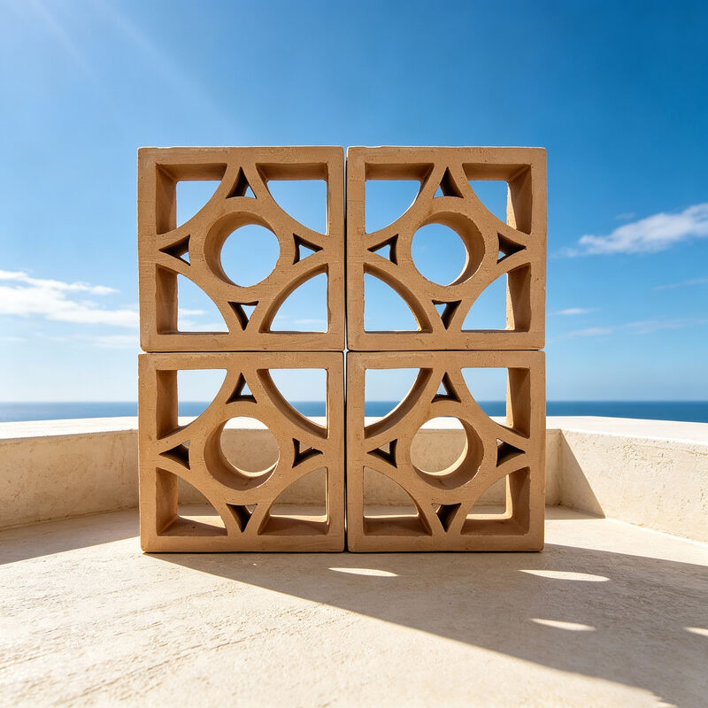 Natural Terracotta Breeze Blocks Earthy Yellow Clay Decorative Ventilation Blocks Indoor & Outdoor Decorative Space Dividers