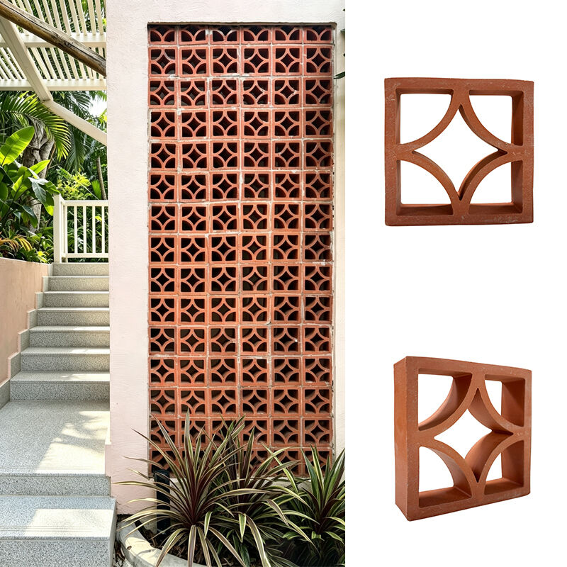 Terracotta Breeze Block Natural Clay Red Hollow Decorative Wall Brick Ventilation Block for Outdoor Building Partition